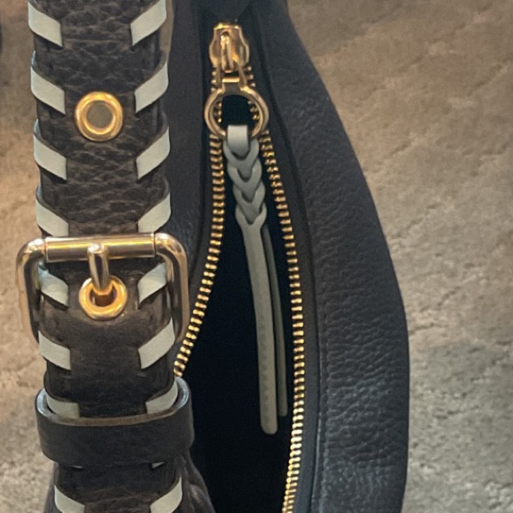 Coach Navy Blue Hobo Bag with Gold Accents - Picture 7 of 7